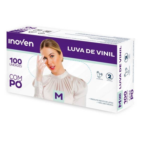 Luva de Vinil Inoven com Pó M 1 CX 100 UN