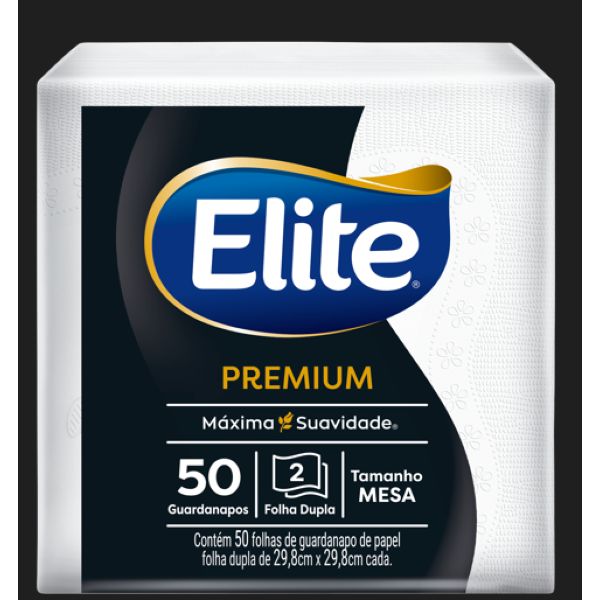 Guardanapo Elite Folha Dupla Grande Branco PT 50 FL