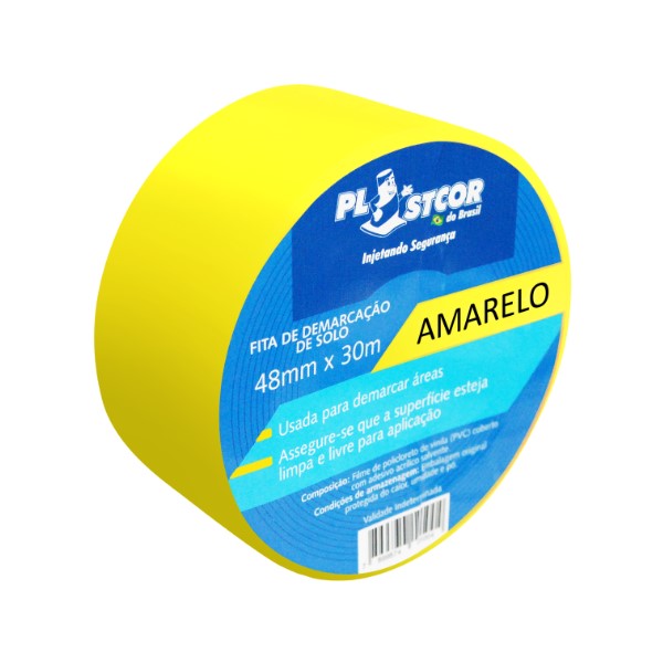 Fita para Demarcação de Solo PlastCor 48mm x 30m Amarela 1 UN
