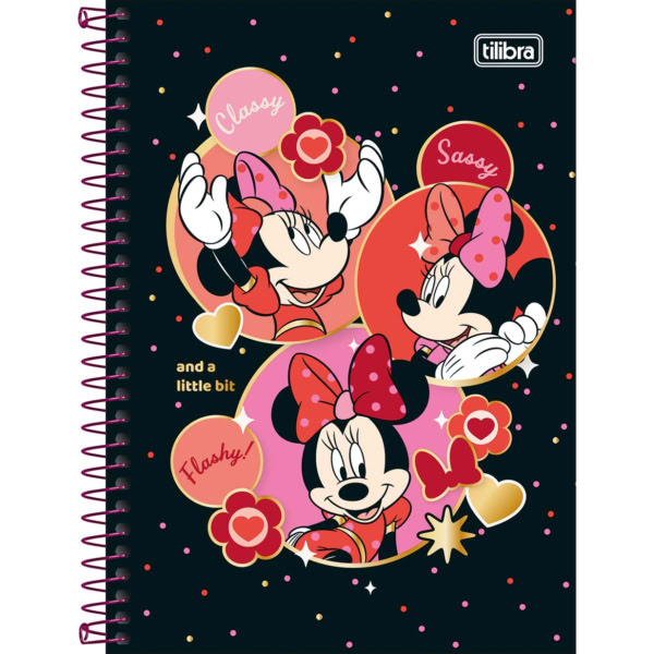 Caderno 1/4 Tilibra Espiral Capa Dura Minnie B 80 FL 1 UN