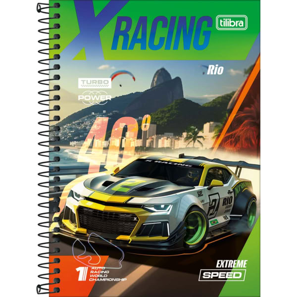 Caderno 1/4 Tilibra Espiral Capa Dura x-Racing B 80 Folhas 1 UN
