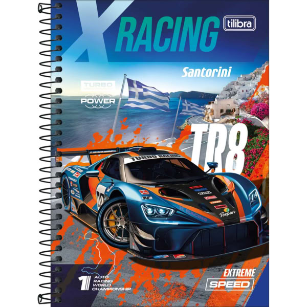 Caderno 1/4 Tilibra Espiral Capa Dura x-Racing C 80 Folhas 1 UN