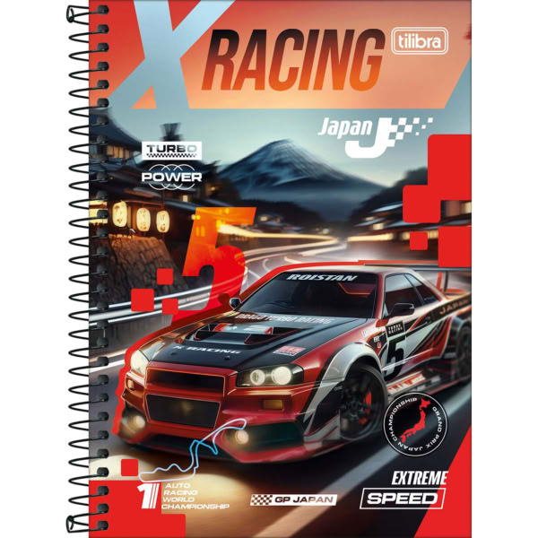 Caderno 1/4 Tilibra Espiral Capa Dura X-Racing D 80 Folhas 1 UN