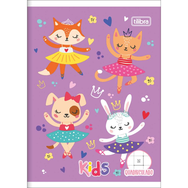Caderno 1/4 Quadriculado Tilibra 140X200mm Capa Flexível Kids B 40 FL