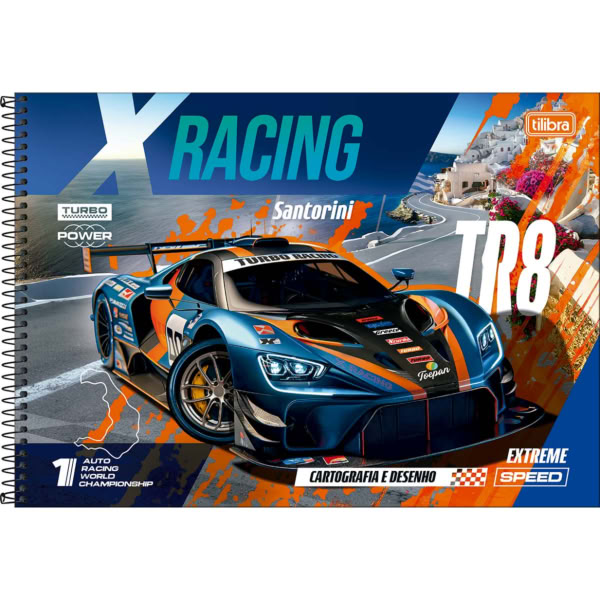 Caderno de Cartografia Tilibra Capa Dura X-Racing A 80 Folhas 1 UN