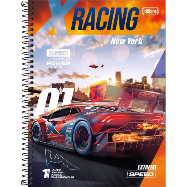 Caderno Universitário Tilibra 10 Matérias Capa Dura 200x275mm X Racing