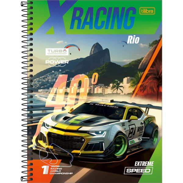 Caderno Universitário Tilibra 10 Matérias Capa Dura 200x275mm X-Racing