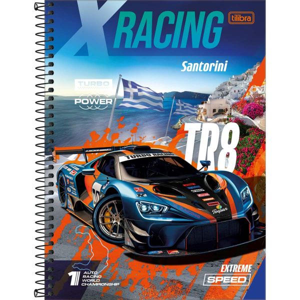 Caderno Universitário Tilibra 10 Matérias Capa Dura 200x275mm X-Racing