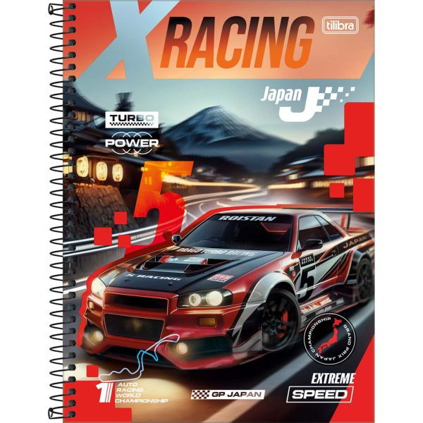 Caderno Universitário Tilibra 10 Matérias Capa Dura 200x275mm X-Racing