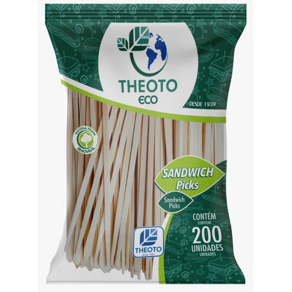 Palito Sanduíche Theoto Sustentável de Madeira PCT C/200 UN