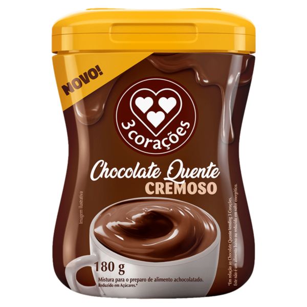 Chocolate Quente 3 Corações Cremoso Pote 180g 1 UN