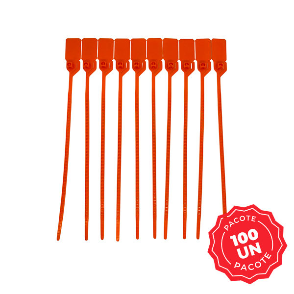 Lacre para Malote Rebran Numerado PP Laranja Escada 25cm Com 100UN