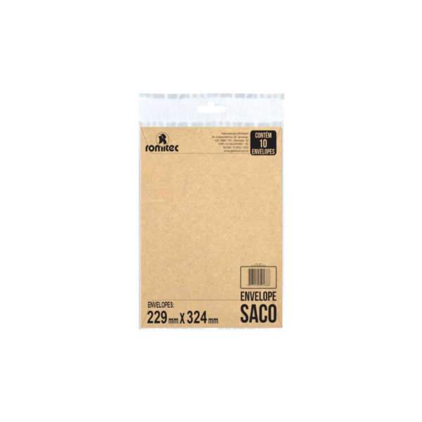Envelope Saco Kraft Natural 75g 229x324mm 10 UN Romitec