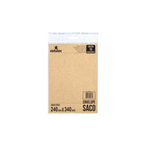 Envelope Saco Kraft Natural 75g 240x340mm 10 UN Romitec
