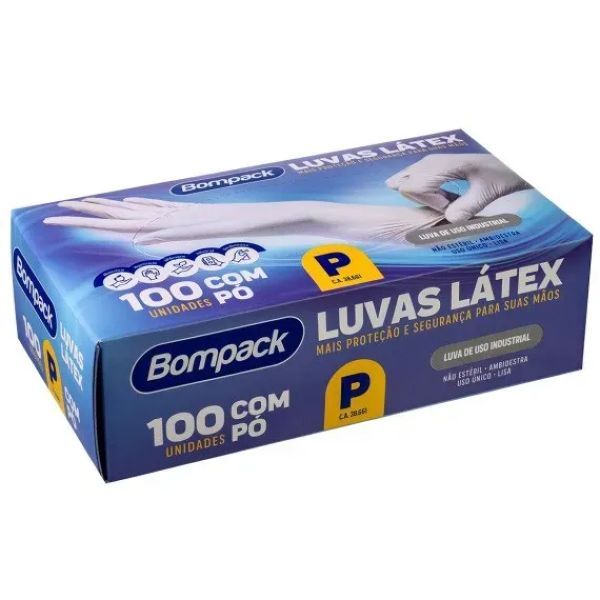 Luva de Latex Bompack para Procedimento com Pó P 100 UN