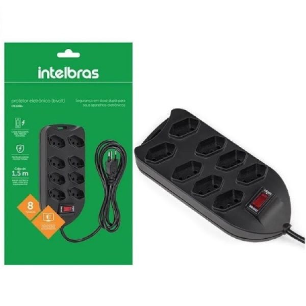 Filtro de Linha Intelbras 8 Tom Bivolt 1,5m Preto 1 UN