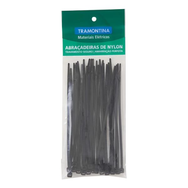 Abraçadeira de Nylon Tramontina Preta 140x3,4mm PT 30 UN