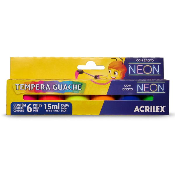 Tinta Guache Acrilex Neon 6 Cores