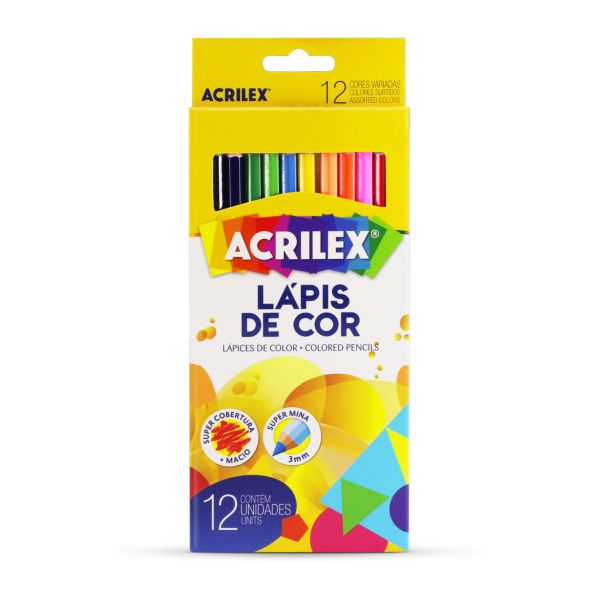 Lápis de Cor Acrilex Hexagonal 12 Cores