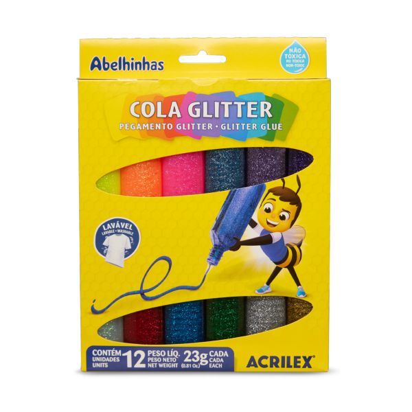 Cola Glitter Acrilex 23g 12 Cores