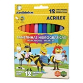 Caneta Hidrográfica Acrilex para Colorir PCT com 12 Cores