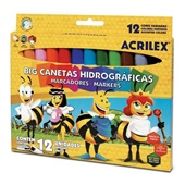 Caneta Hidrográfica Acrilex para Colorir Big Abelhinhas PCT com 12 Cor