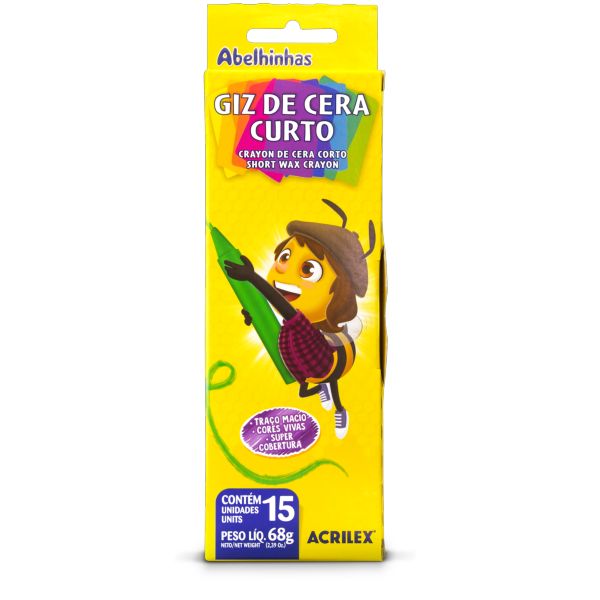 Giz de Cera Acrilex Curto 15 Cores 1 UN