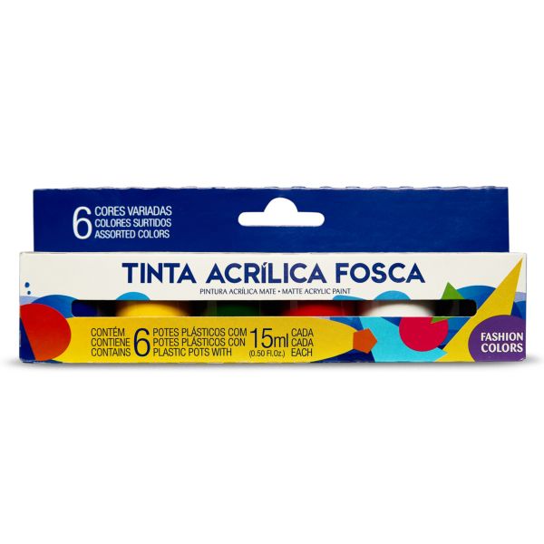 Tinta Acrílica Fosca 15ml 6 Cores Acrilex