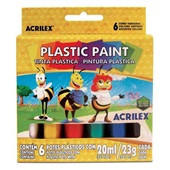Tinta Plástica Acrilex 20ml 6 Cores 1 UN