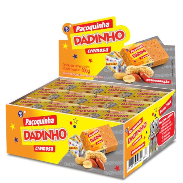 Paçoca Dadinho Quadrada Embrulhada 20g CX 40 UN