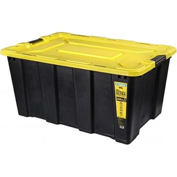 Caixa Organizadora Ordene Ultra Reforçada 100L Preta e Amarelo 1 UN
