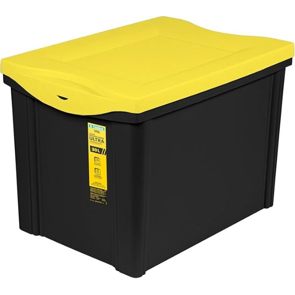 Caixa Organizadora Ordene Ultra Reforçada 30L Preta e Amarelo 1 UN