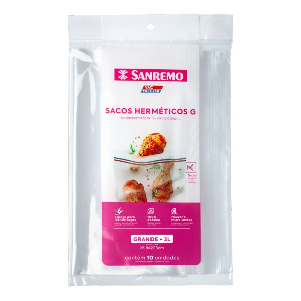 Saco Hermético Sanremo Fecho Duplo 3L PCT C/10 UN