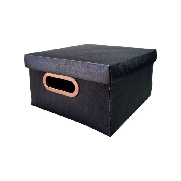 Caixa Organizadora Dello Textura em Linho com Tampa 9,3L Preto 2204 1