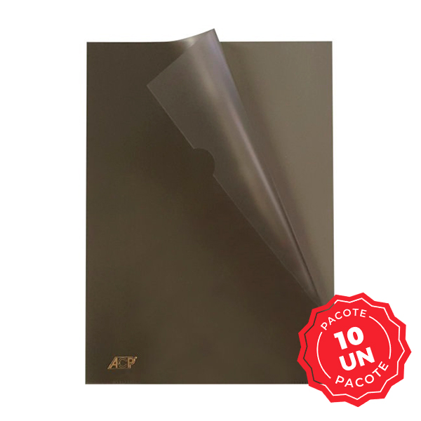 Pasta em L ACP A4 220x310mm Fumê 10 UN