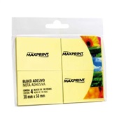 Bloco de Notas Adesivo Maxprint 38x50mm Amarelo 4 UN 100 FL