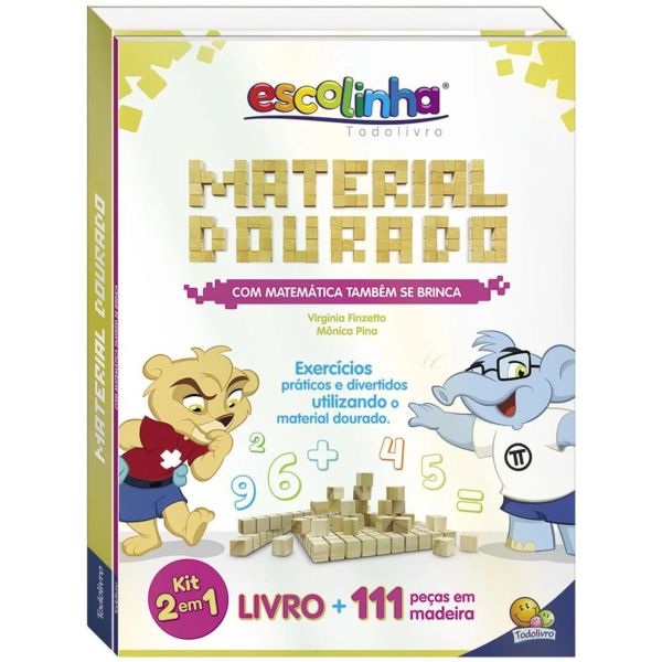 Material Dourado Todo Livro 1 Livro Brochura + 111 Peças em Madeira