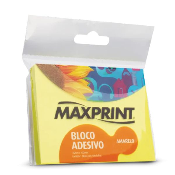Bloco de Notas Adesivo Maxprint 76x102mm Amarelo 100 FL