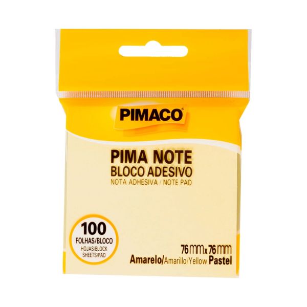 Bloco de Notas Adesivo Pimaco 76x76mm Pima Note Amarelo 100 FL