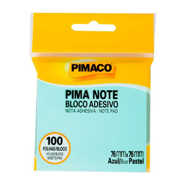 Bloco de Notas Adesivo Pimaco Pima Note 76x76mm Azul Pastel 100 FL