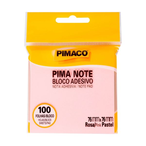 Bloco de Notas Adesivo Pimaco 76x76mm Pima Note Rosa 100 FL 1 UN