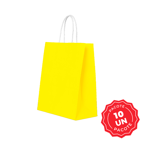 Sacola de Papel Festcolor 18x14,5x7cm Amarelo PCT 10 UN