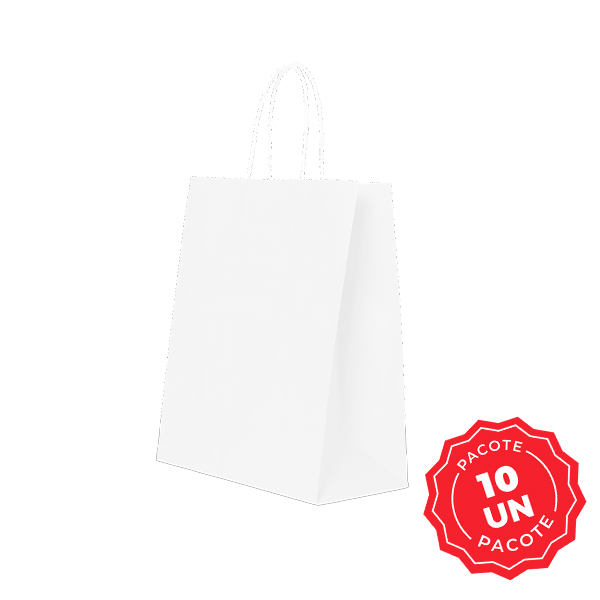 Sacola de Papel Festcolor 18x14,5x7cm Branco PCT 10 UN