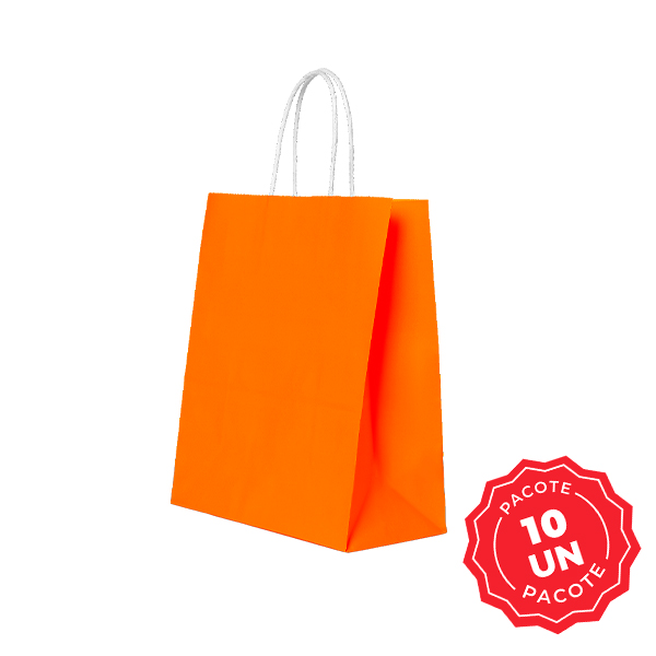 Sacola de Papel Festcolor 18x14,5x7cm Laranja PCT 10 UN