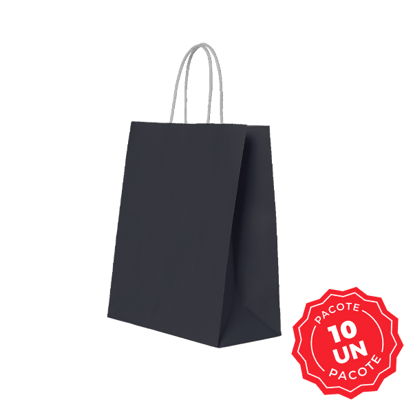 Sacola de Papel Festcolor 18x14,5x7cm Preto PCT 10 UN