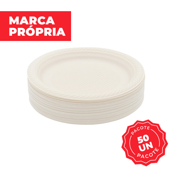 Prato Raso Descartável Gimba Bioplast 15cm PCT C/50 UN