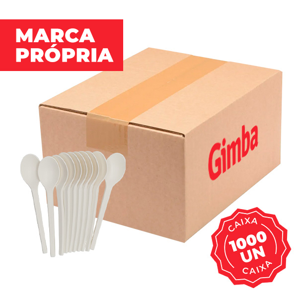 Colher Descartável para Refeição Bioplast Caixa com 1000 UN Gimba
