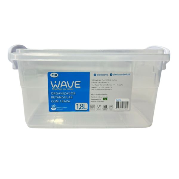 Pote Organizador Plásticos MB Retangular Wave com Trava Transparente 1