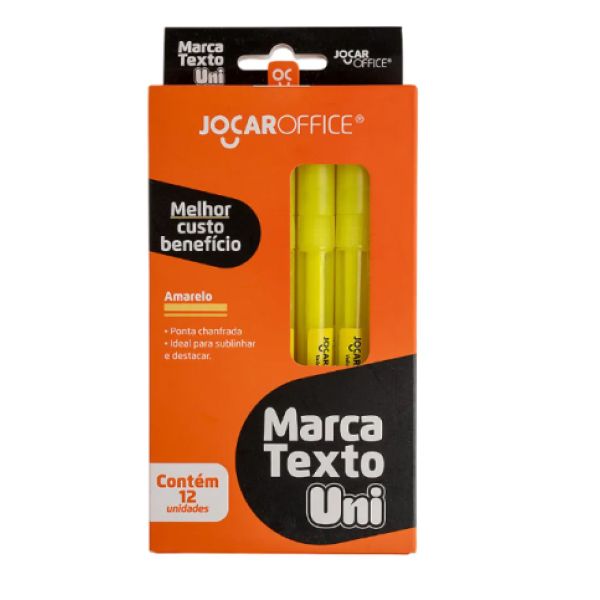 Pincel Marca Texto Jocar Amarelo CX 12 UN