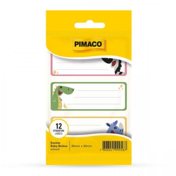 Etiqueta Escolar Pimaco Adesiva Babybichos 80x20cm 12 UN